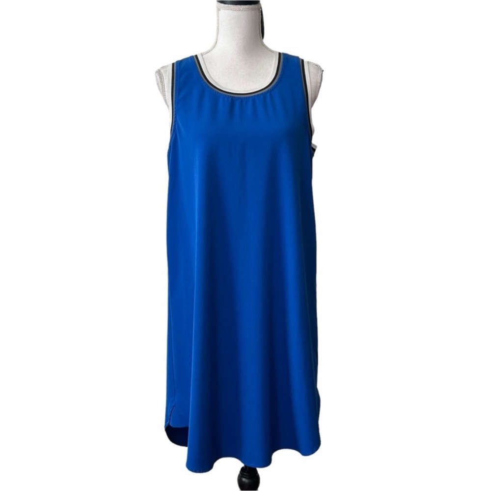 ABS Allen Schwartz Women's Crewneck Sleeveless Varsity Inspired Dress Blue SZ M